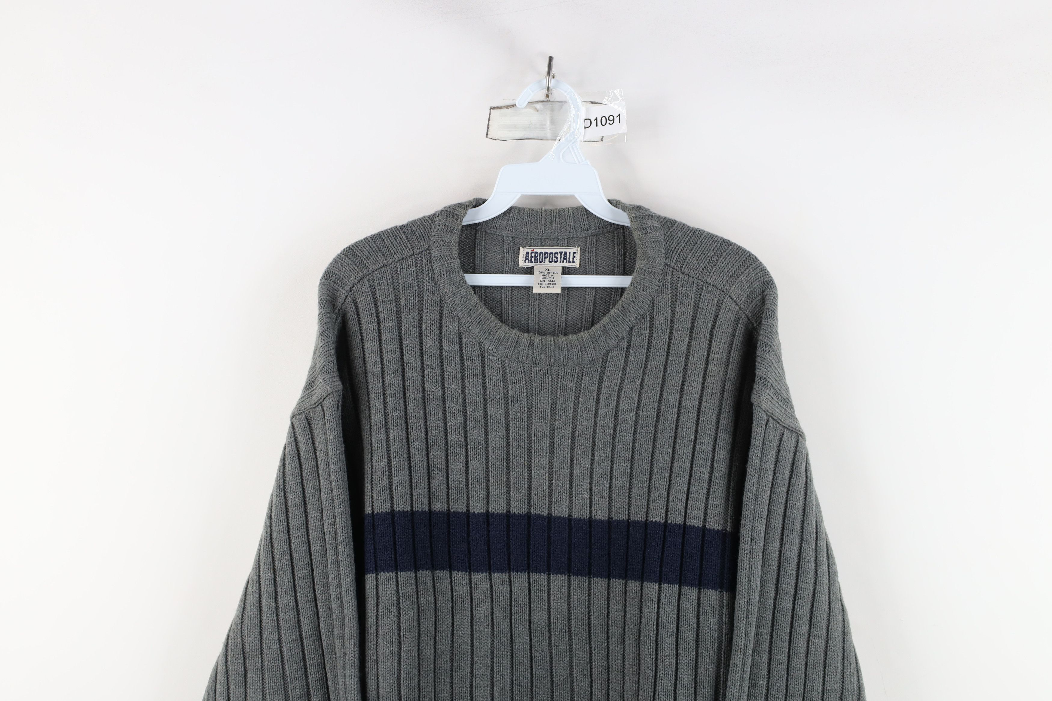 Aeropostale × Vintage Vintage 90s Y2K Aeropostale Chunky Ribbed Knit Sweater Gray Size US XL / EU 56 / 4 - 2 Thumbnail