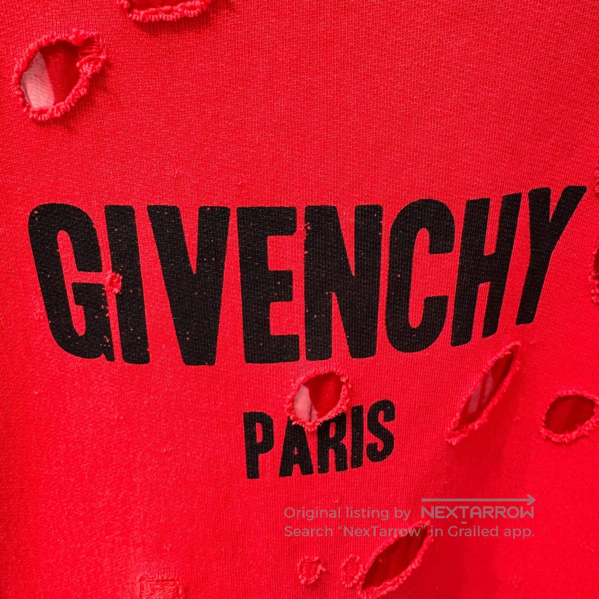 Givenchy Givenchy Red Distressed Logo Sweatshirt. Size US L / EU 52-54 / 3 - 5 Thumbnail
