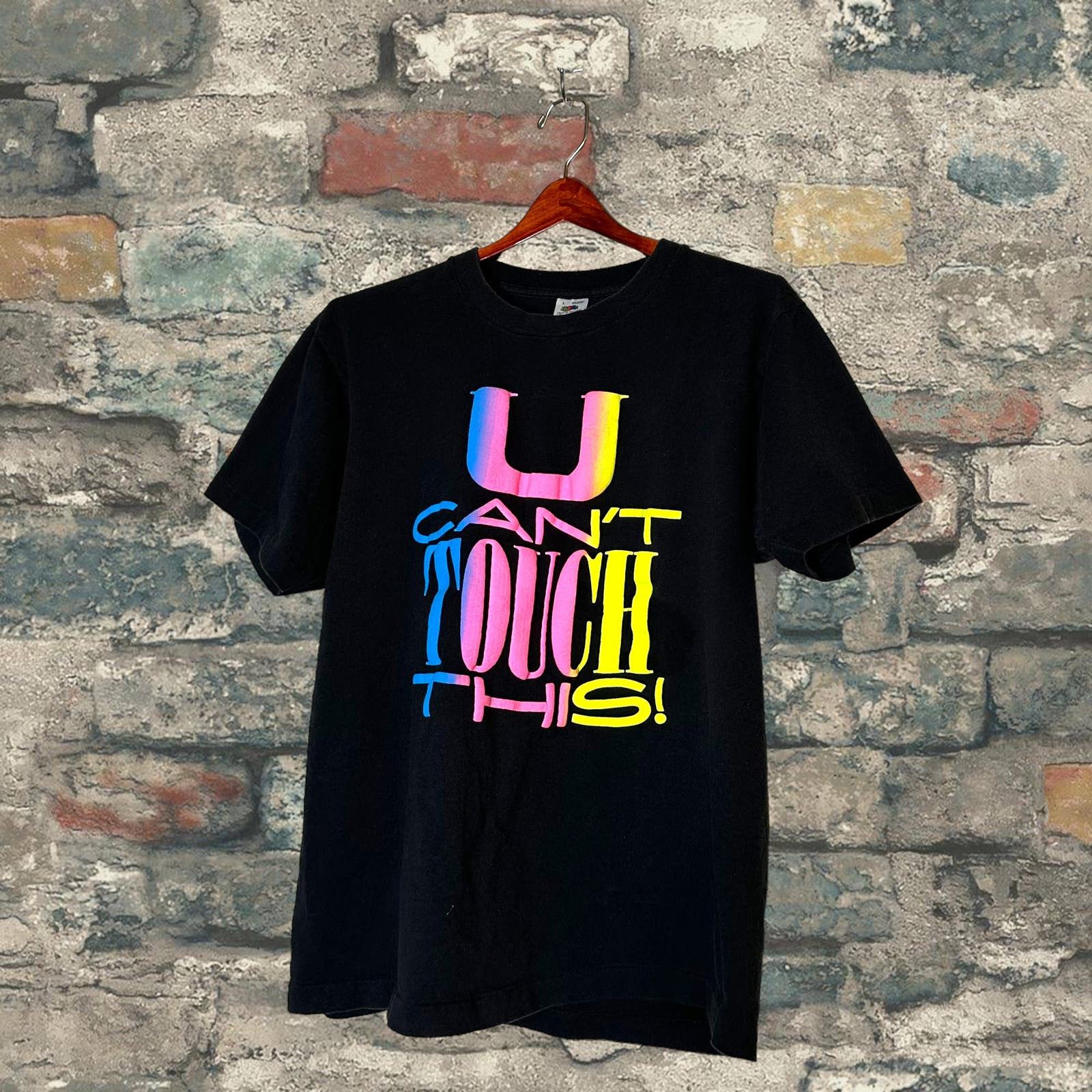 image of Fruit Of The Loom x Rap Tees Vintage Mc Hammer Shirt U Cant Touch This Promo Tee 90's in Black (Siz