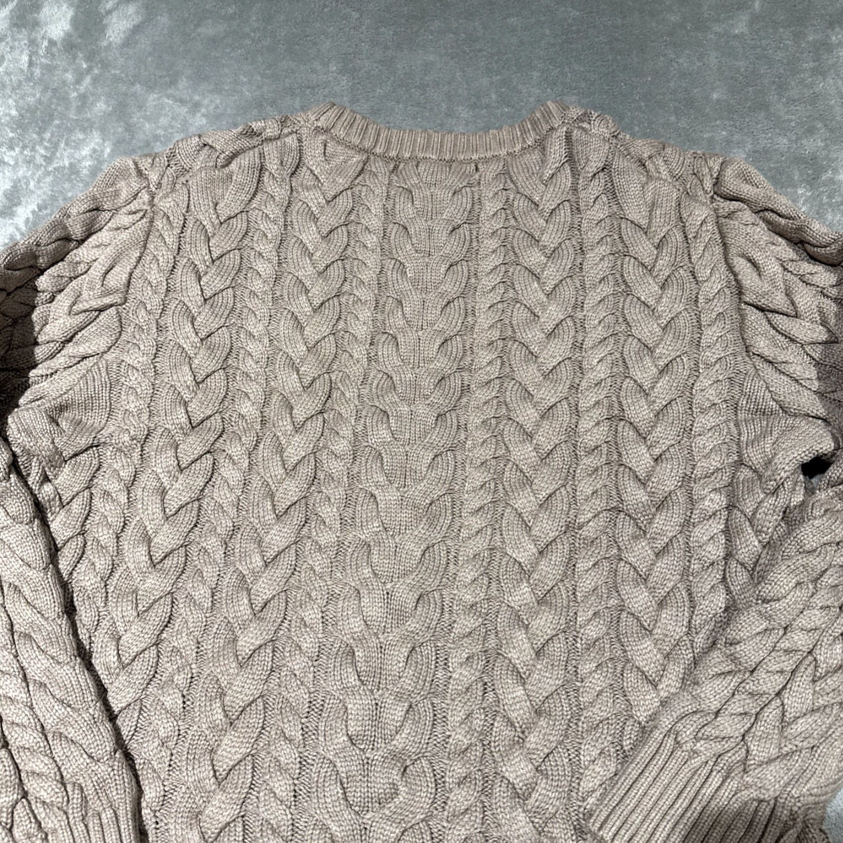 Mizzen+Main MIZZEN + MAIN Redford Cable Knit Crewneck Sweater Mens Size M Beige Size US M / EU 48-50 / 2 - 7 Thumbnail