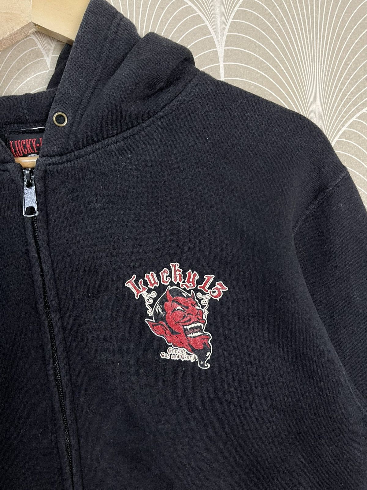 Lucky Brand 😈 90s LUCKY 13 APPAREL “GREASE GAS AND GLORY” ZIPPER HOODIE Size US S / EU 44-46 / 1 - 7 Thumbnail