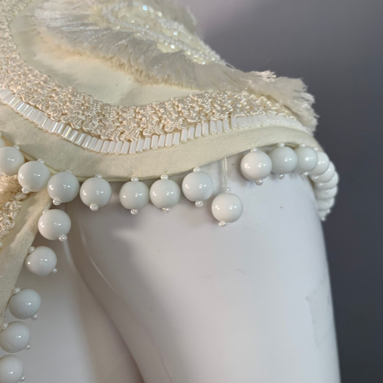 Figue Cream Cotton Embellished Beaded Fringe Cap Sleeve Vest Size S / US 4 / IT 40 - 8 Thumbnail