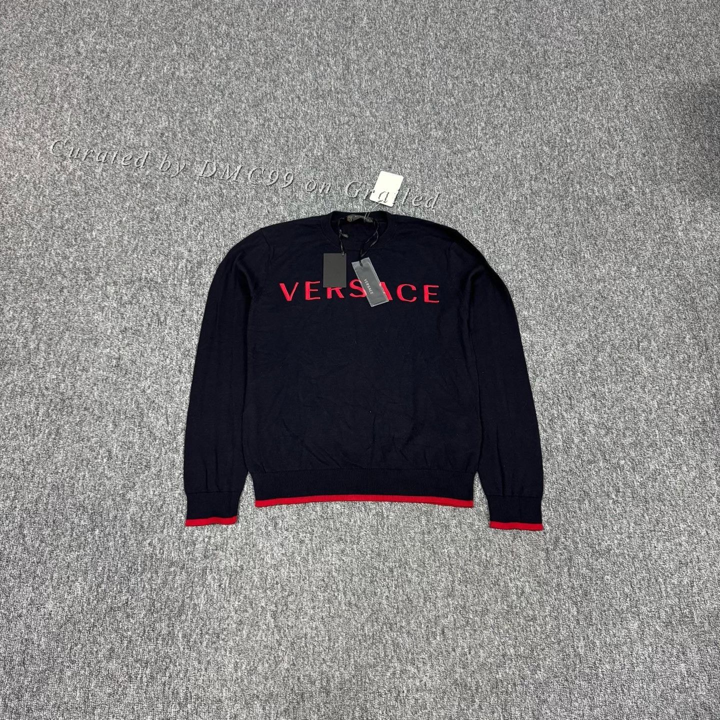 Versace Versace Logo Embroidered Crewneck Knit Sweater Size US S / EU 44-46 / 1 - 1 Thumbnail