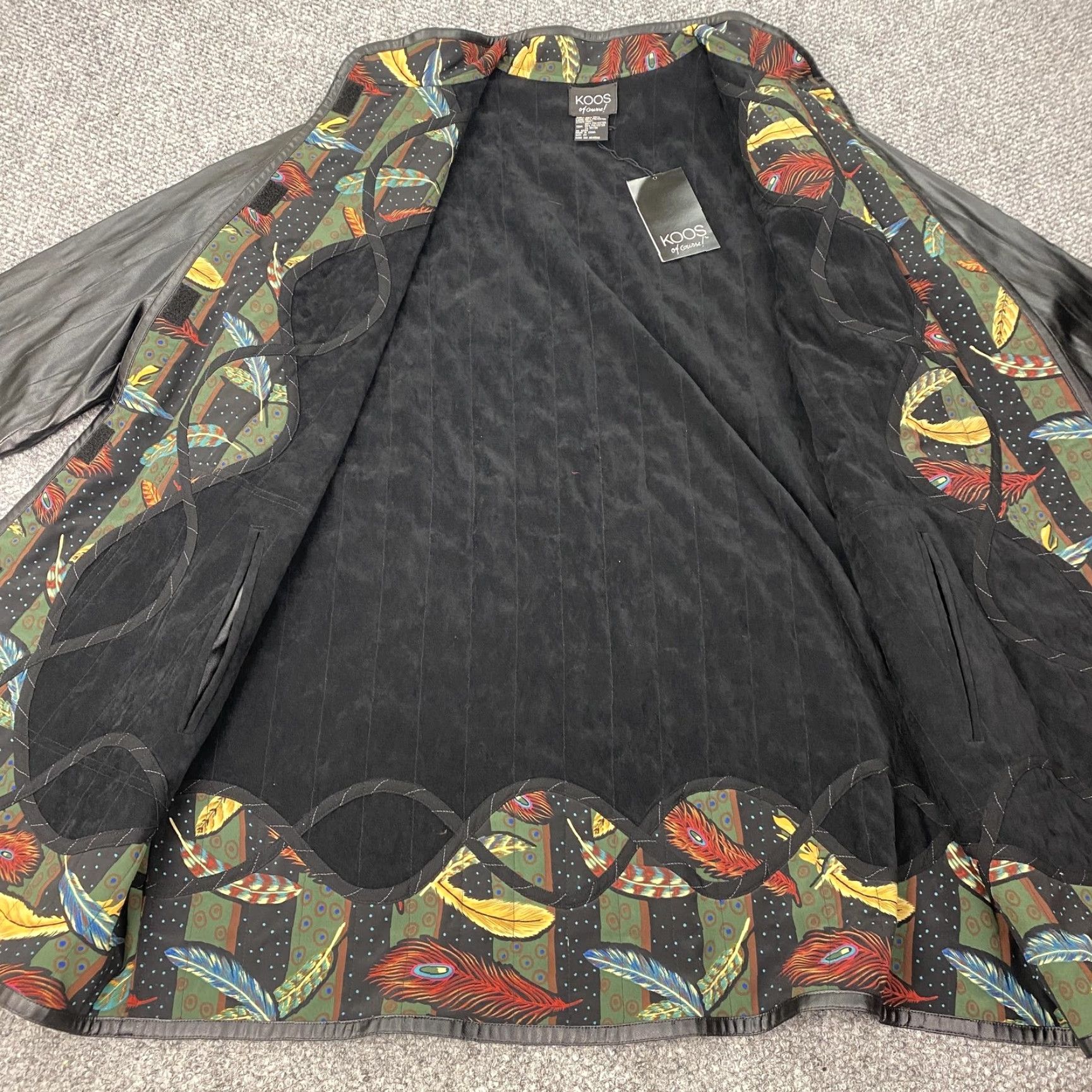 Vintage KOOS of Course Coat Womens 2X Black Faux Leather Vinyl Mandarin Collar Lined Size XXL / US 16-18 / IT 52-54 - 5 Thumbnail