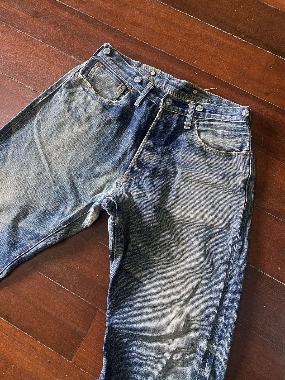 Vintage DENIME JAPAN Vintage Honeycomb Rusty distressed rework B1 Size US 31 - 4 Thumbnail