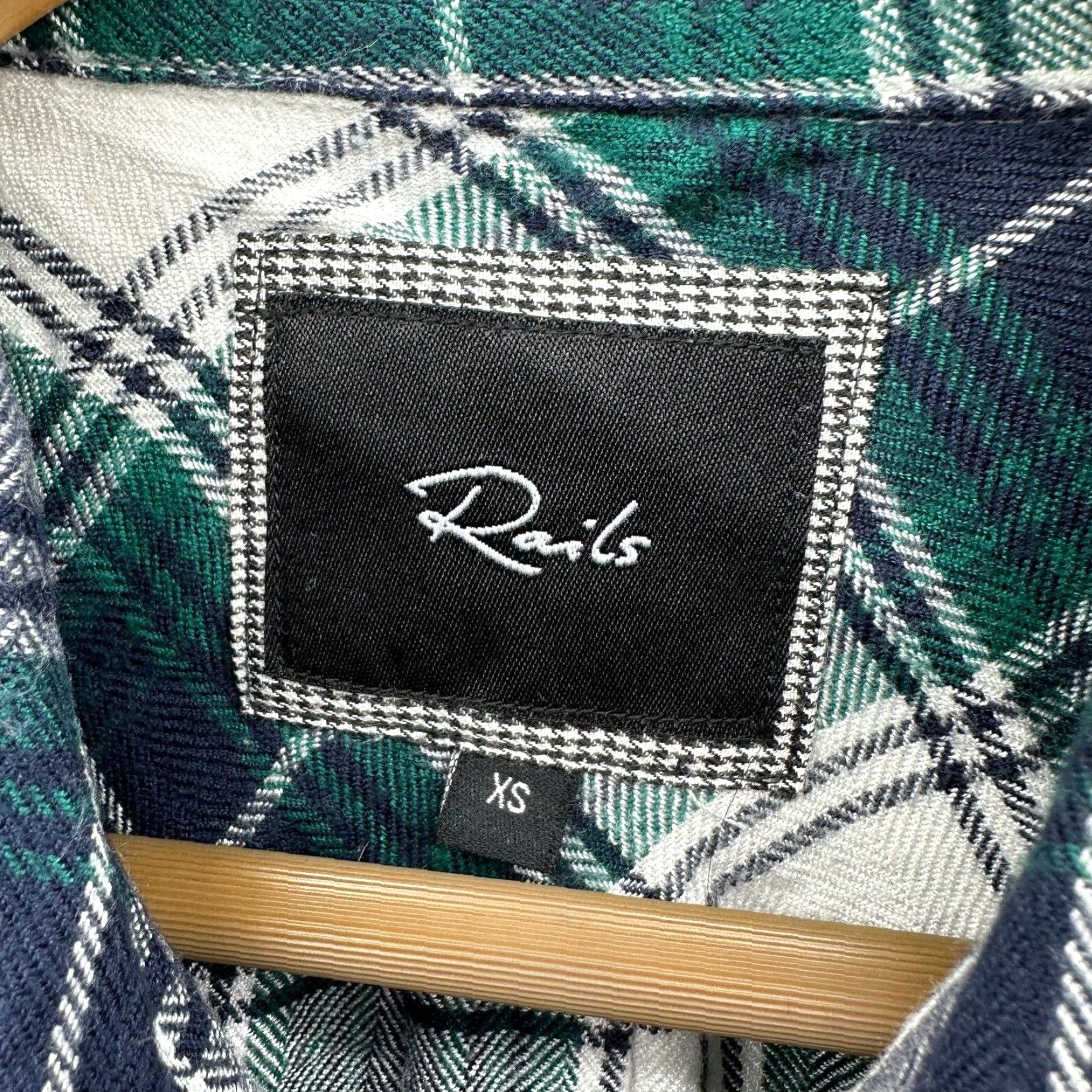 Rails Rails Flannel Shirt Mens XS Green White Plaid Button-Up Shirt Size US XS / EU 42 / 0 - 2 Thumbnail