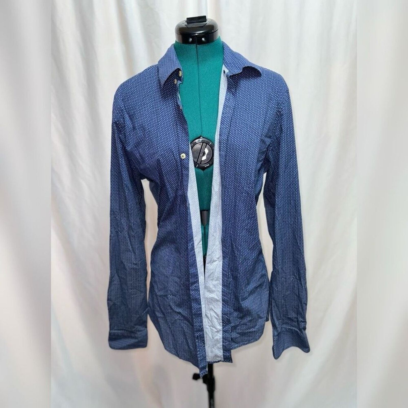 Other Lufian Elegant Blue Slim Fit Button Front Shirt | Sz L Size US L / EU 52-54 / 3 - 2 Thumbnail