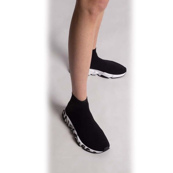 Balenciaga o1bcso1str1024 Speed Recycled Knit Graffiti Sneakers Black Size US 12 / IT 42 - 5 Thumbnail