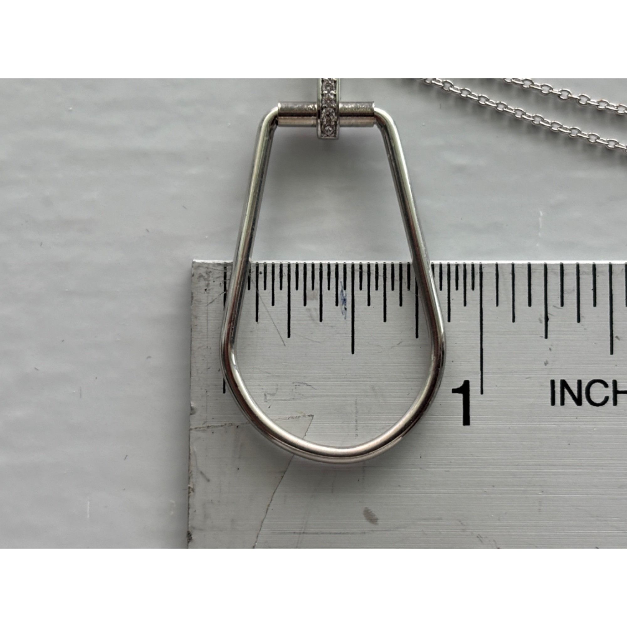 Other Silver Pendant Necklace With Open Teardrop Design & Rhinesto Size ONE SIZE - 3 Thumbnail