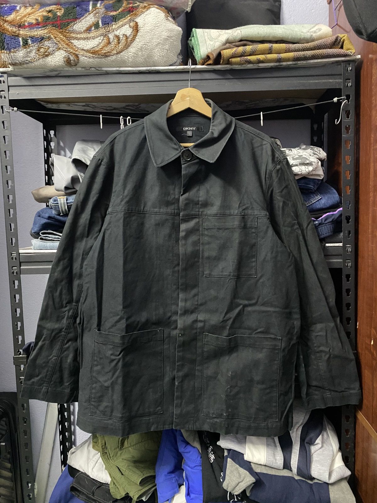 DKNY DKNY Chore Jacket Muntipocket Black Cotton Size US L / EU 52-54 / 3 - 1 Thumbnail