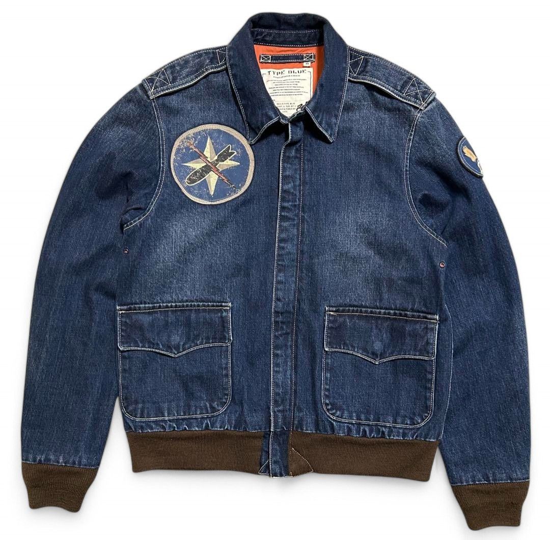 Avirex Avirex - A-2 Blue Denim Jacket Leather Denim Stadium Size US M / EU 48-50 / 2 - 10 Thumbnail