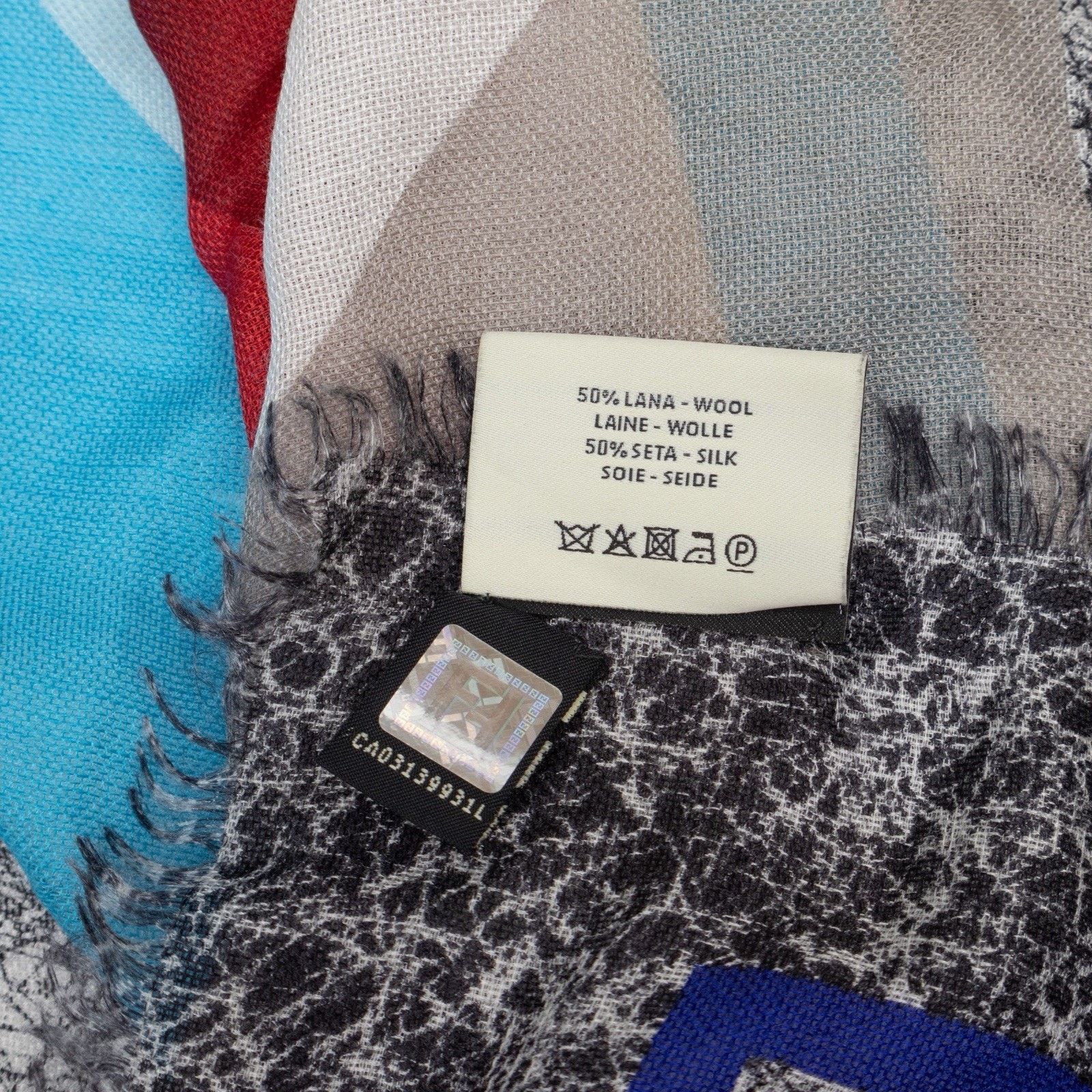 Fendi FENDI Abstract Geometric Birds Wool/Silk Square Scarf Shawl Size ONE SIZE - 7 Thumbnail