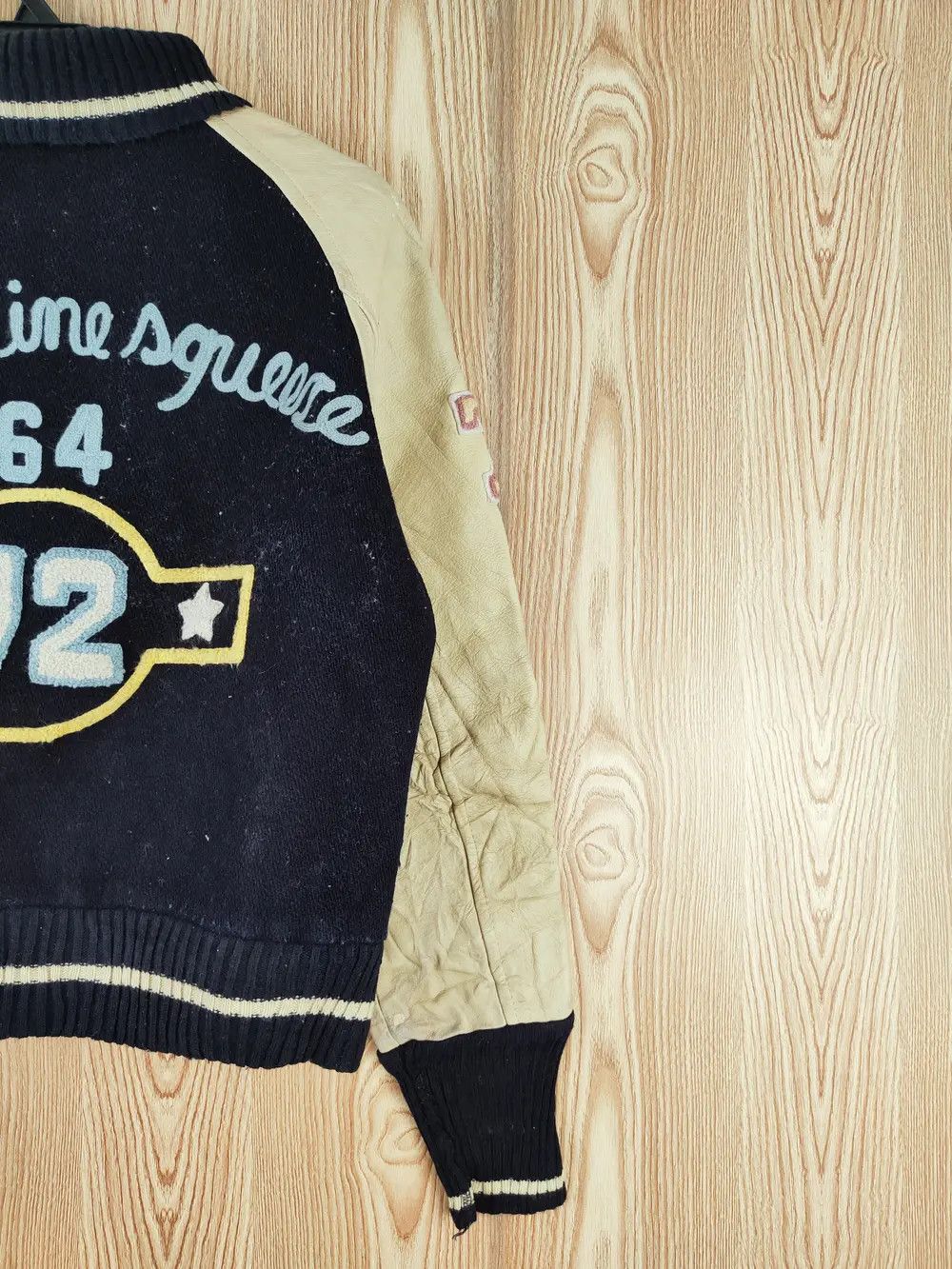 Japanese Brand DLL Sbec Navy vintage Leather Varsity Jackets #W069 Size S / US 4 / IT 40 - 4 Thumbnail