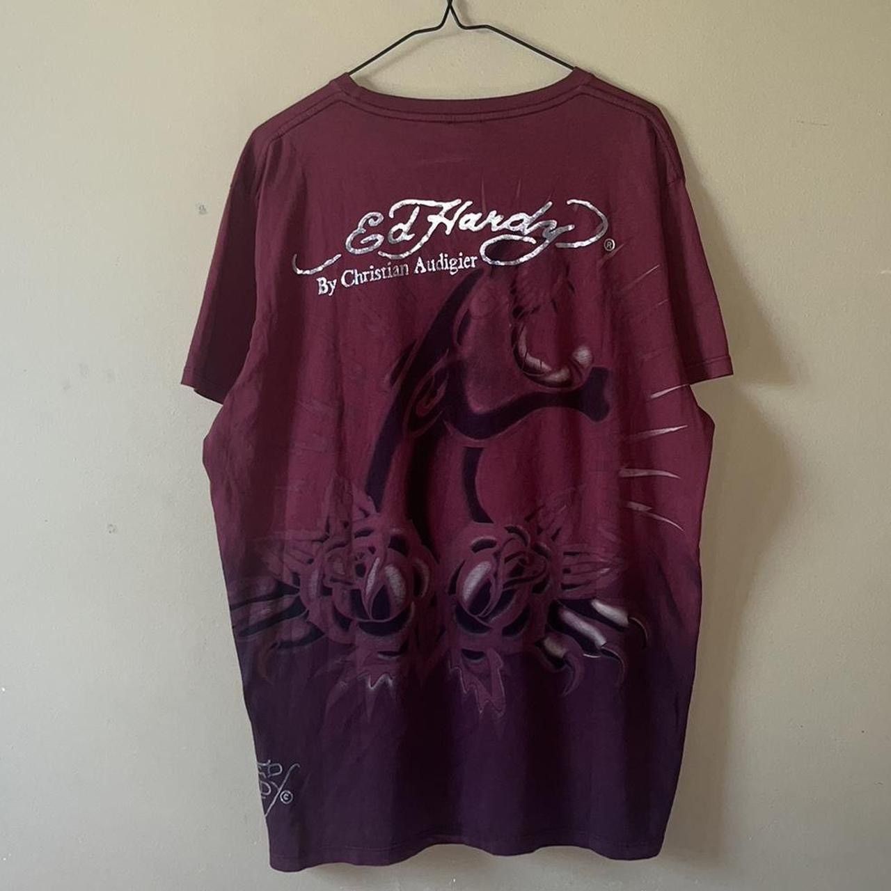 Ed Hardy × Vintage Vintage Ed Hardy Two Tone Rose & Panther Emo Tee Size US XXL / EU 58 / 5 - 2 Thumbnail