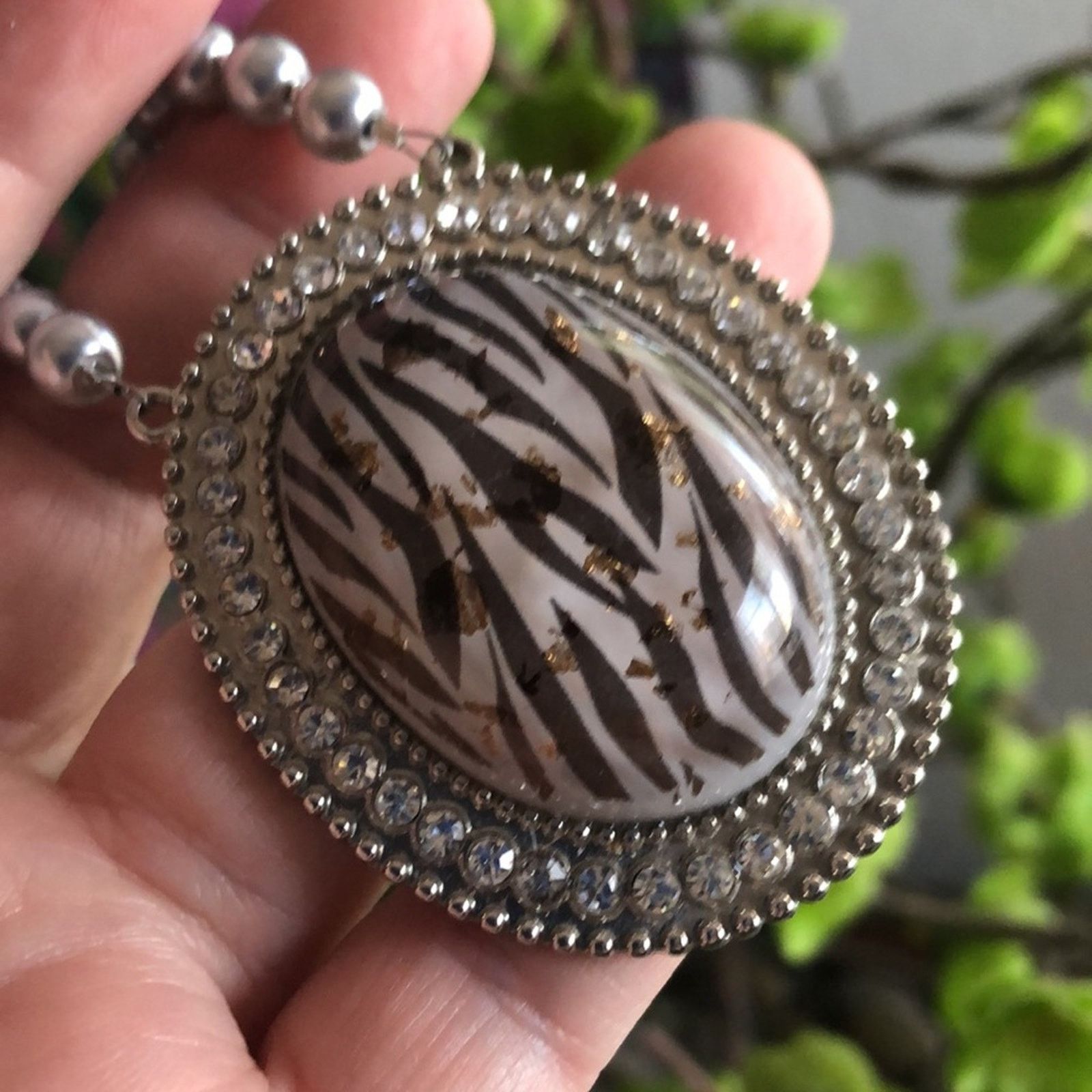 Handmade Handcrafted repurpose animal print halo Pearl necklace Size ONE SIZE - 10 Thumbnail