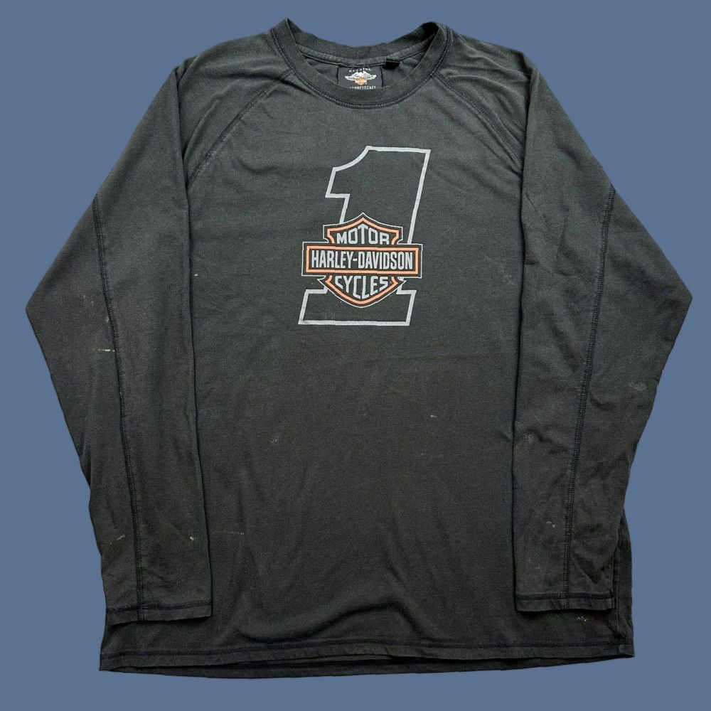 Harley Davidson Harley-Davidson Shirt Mens XL Black #1 Racing Logo Graphic Long Sleeve Raglan Size US XXL / EU 58 / 5 - 1 Thumbnail