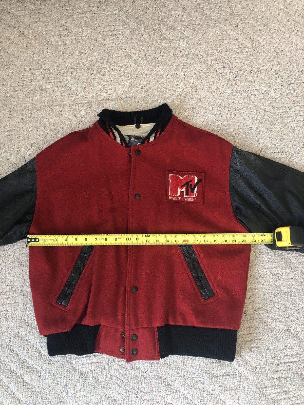 Mtv Rare 1992 MTV Networks Leather/Wool Varsity Jacket Size US S / EU 44-46 / 1 - 9 Thumbnail