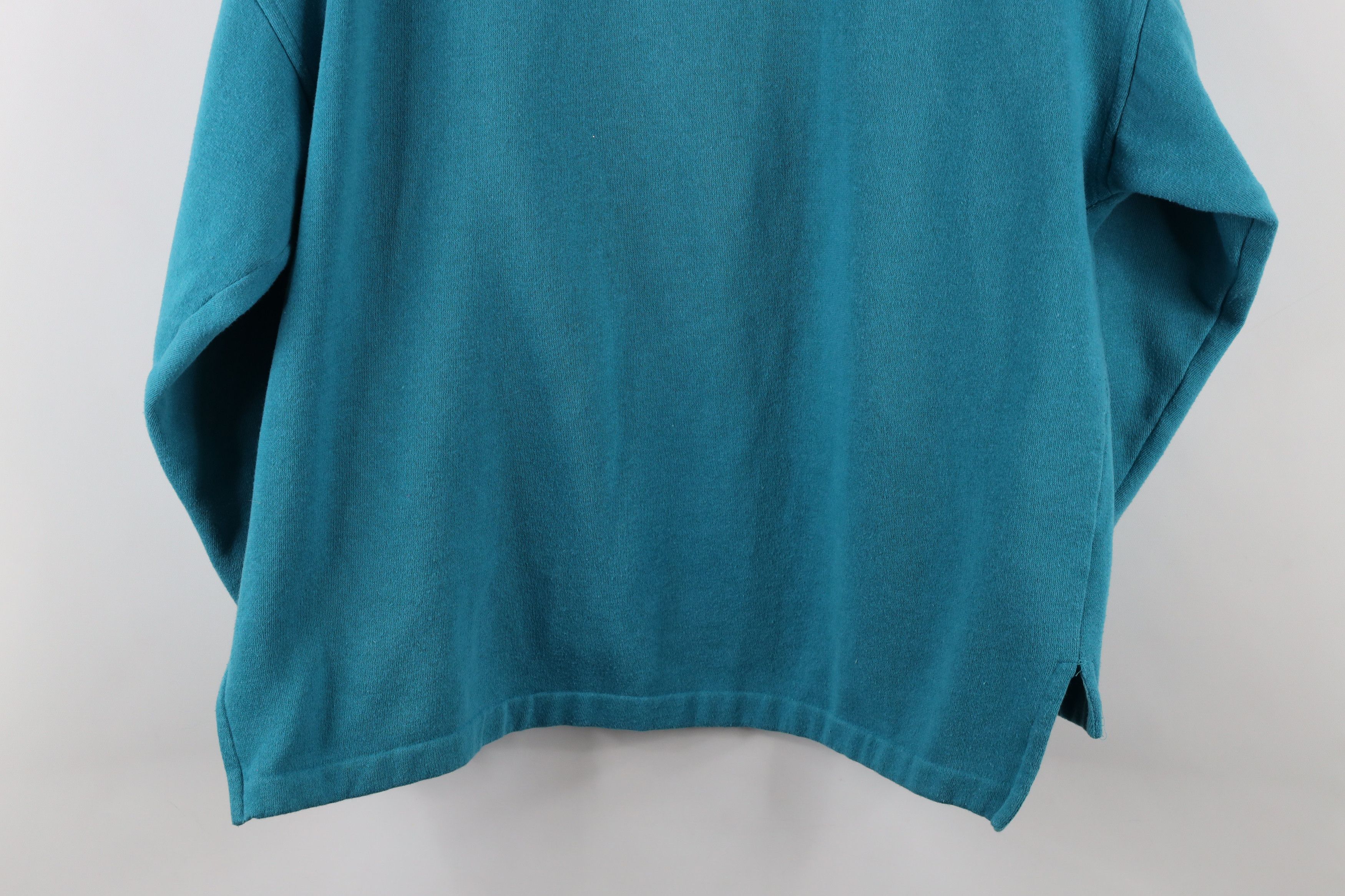 Vintage Vintage 90s Streetwear Boxy Fit Collared Sweatshirt Teal Size US L / EU 52-54 / 3 - 12 Thumbnail