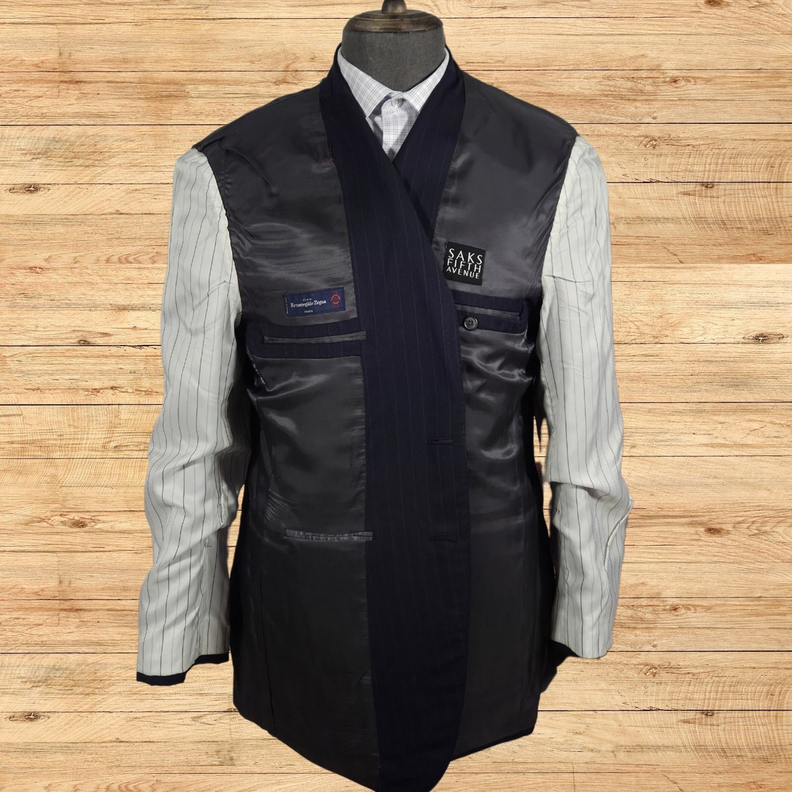 Ermenegildo Zegna Ermenegildo Zegna Saks Fifth Ave Men 44R Striped Suit Jacket Size 44R - 5 Thumbnail