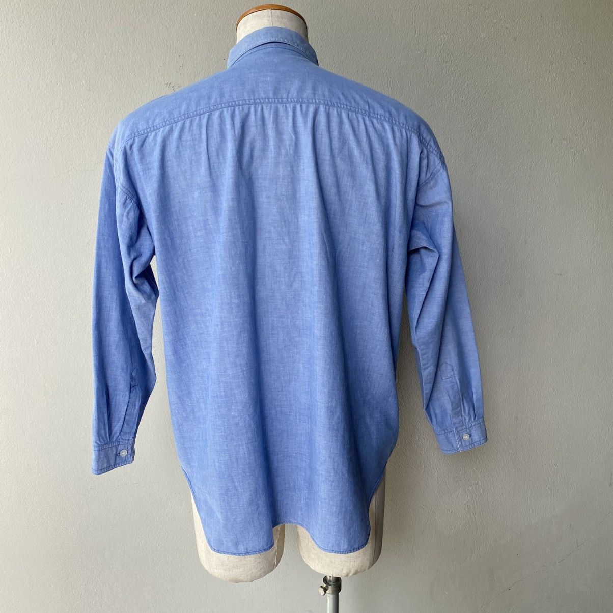 Japanese Brand × Vintage ENGLISH HERALDRY Vintage Patched Chambray Shirt. Size US M / EU 48-50 / 2 - 14 Thumbnail