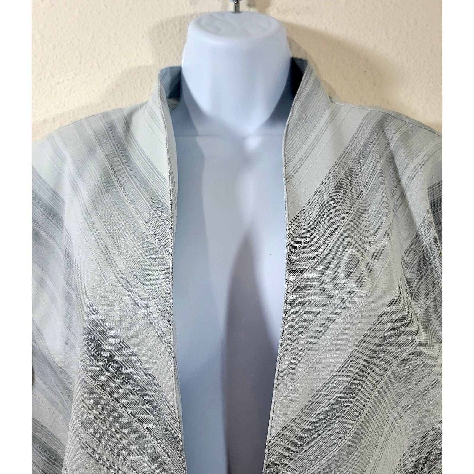 Other Draper's & Damon's Gray Striped Open Front Blazer Large Size L / US 10 / IT 46 - 6 Thumbnail