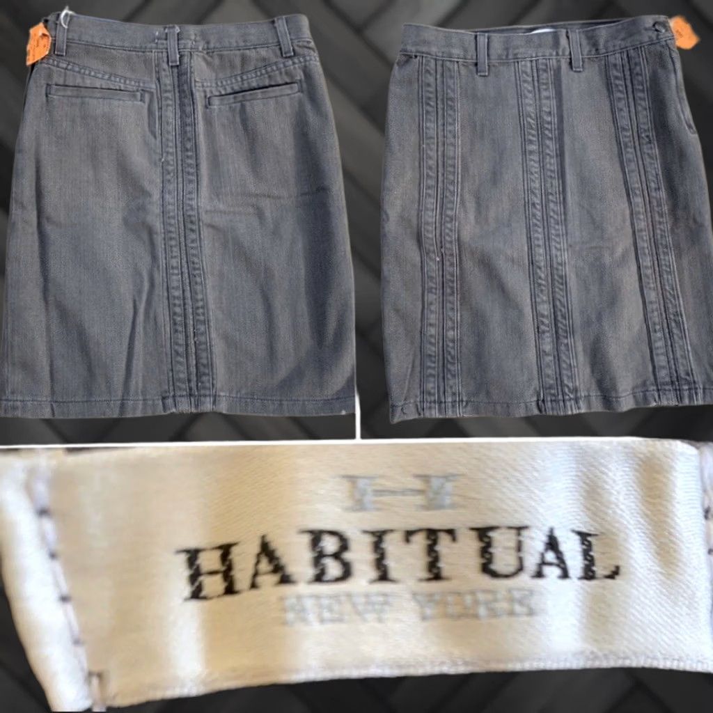 Vintage VINTAGE Habitual Thick Panel Skirt Cement Gray Denim 26 Women Adult Regular Cotton 100% USA Cement Size 26" / US 2 / IT 38 - 1 Thumbnail