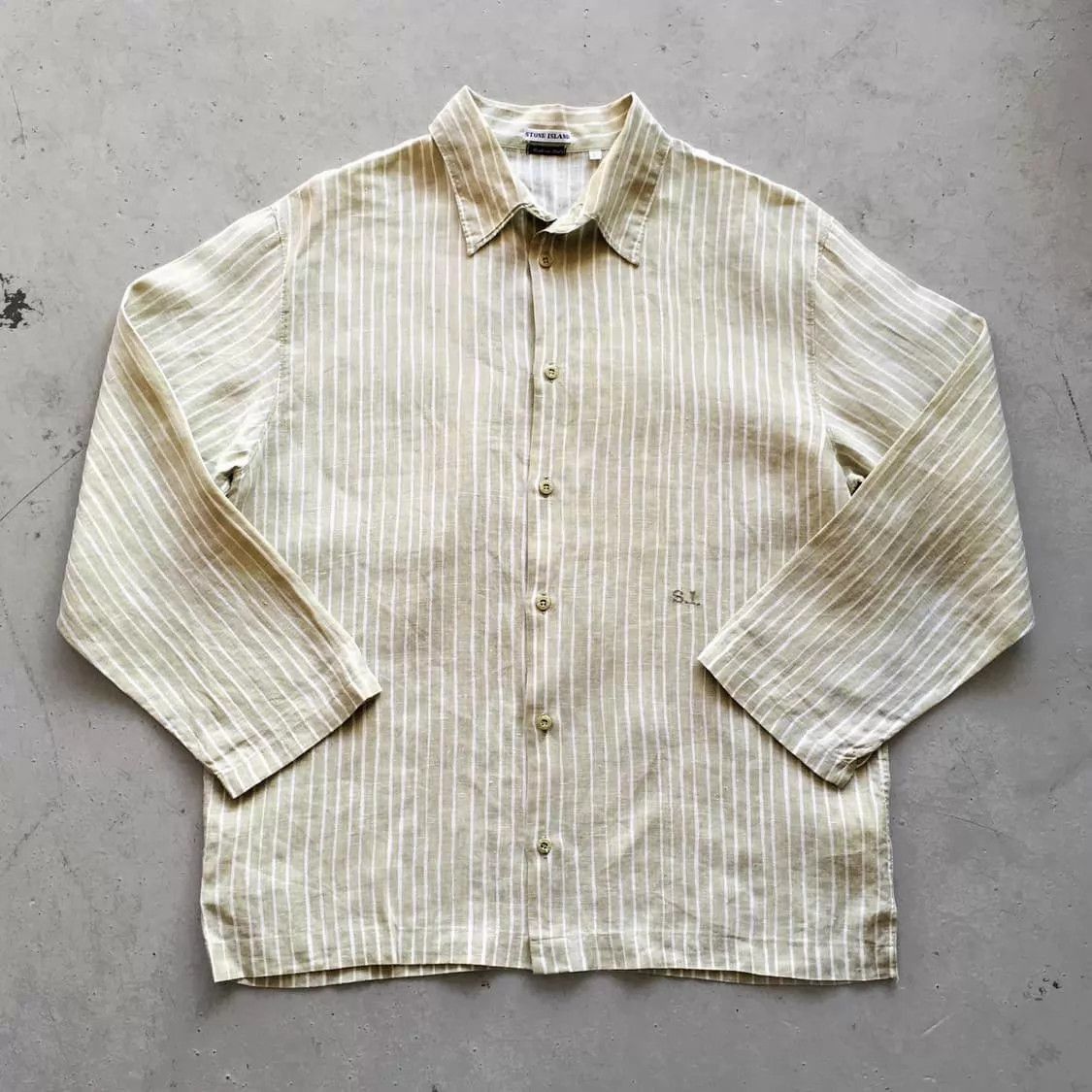 Stone Island Beige Striped Long Sleeve Button-Up Shirt Size US L / EU 52-54 / 3 - 1 Thumbnail