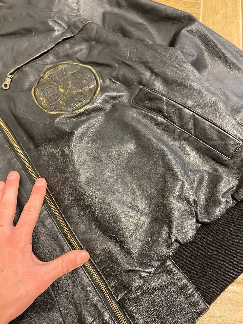 Vintage Rare Vintage Borussia Mönchengladbach Leather Bomber 90s Size US L / EU 52-54 / 3 - 4 Thumbnail