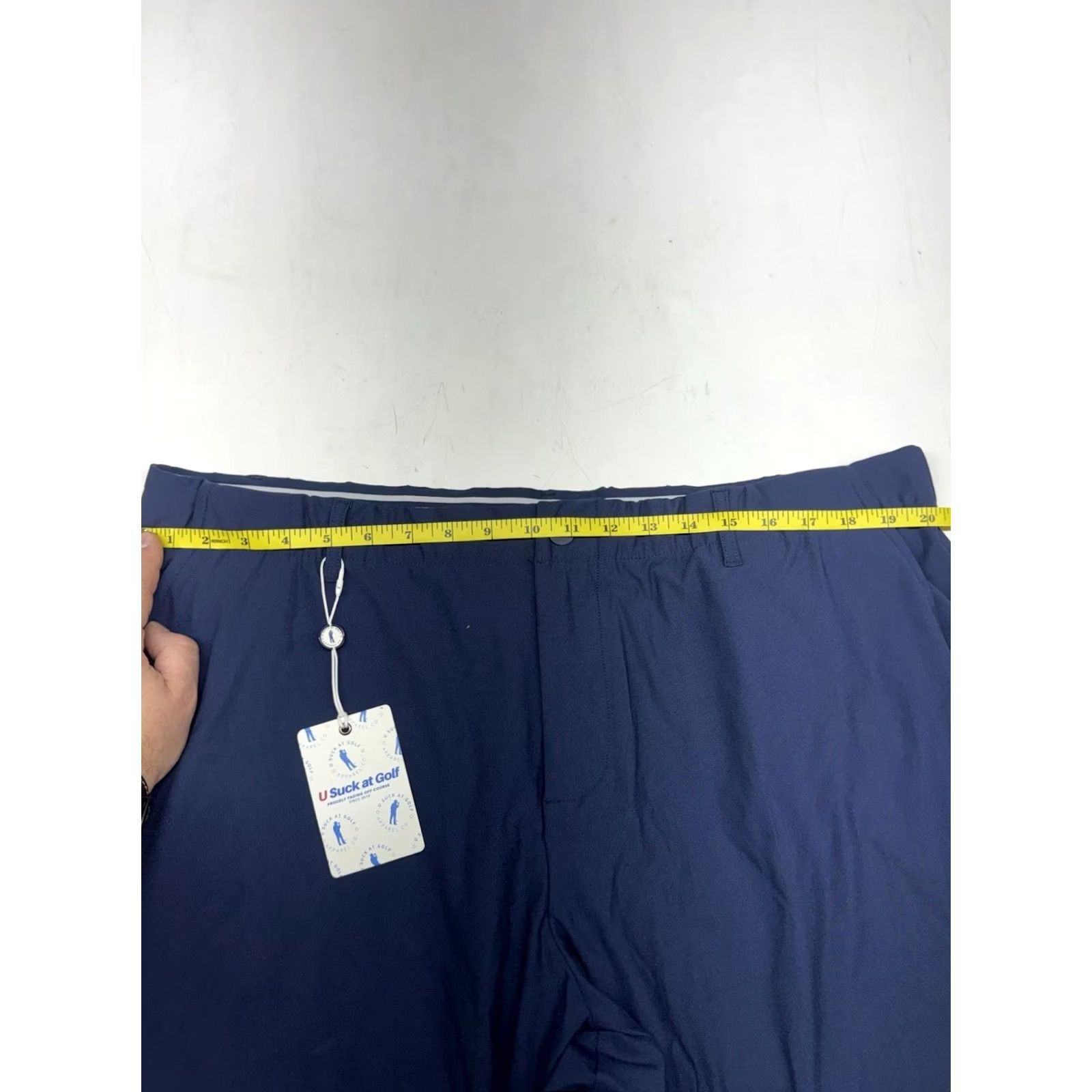 Vintage U Suck At Golf USAG Pants Mens 40x32 Navy Athletic Chino Modern Flat Front Elastic Waist Slash Pocket Size US 40 / EU 56 - 5 Thumbnail