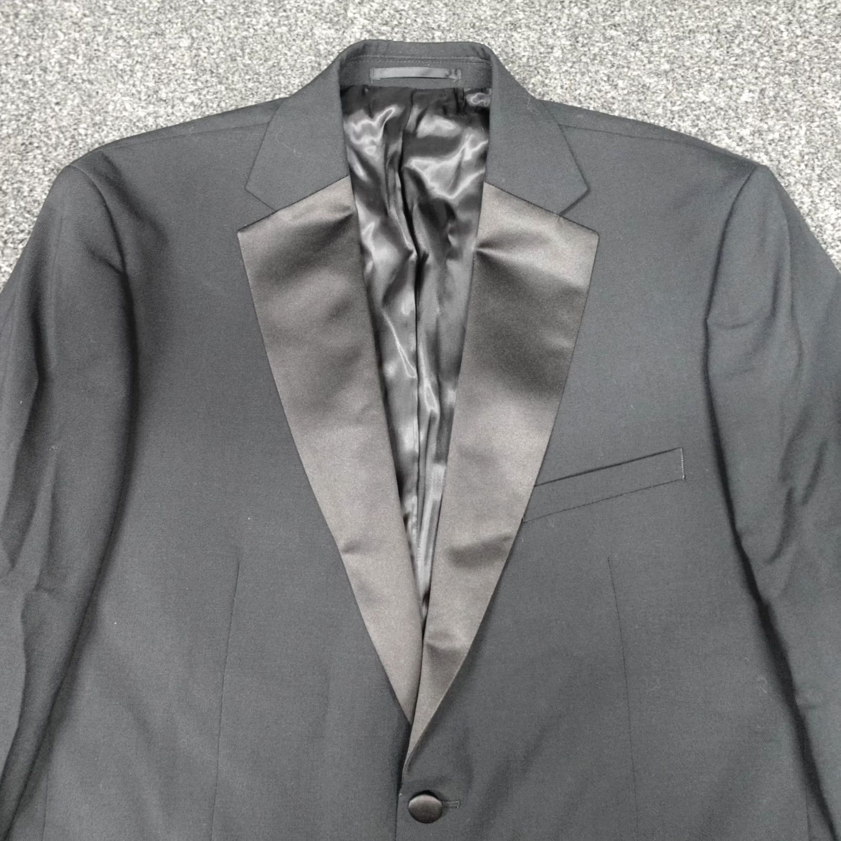 Vintage moss Blazer Jacket Men's Size 44R Black Wool Poly Tailored Fit Dinner Size 44R - 2 Thumbnail