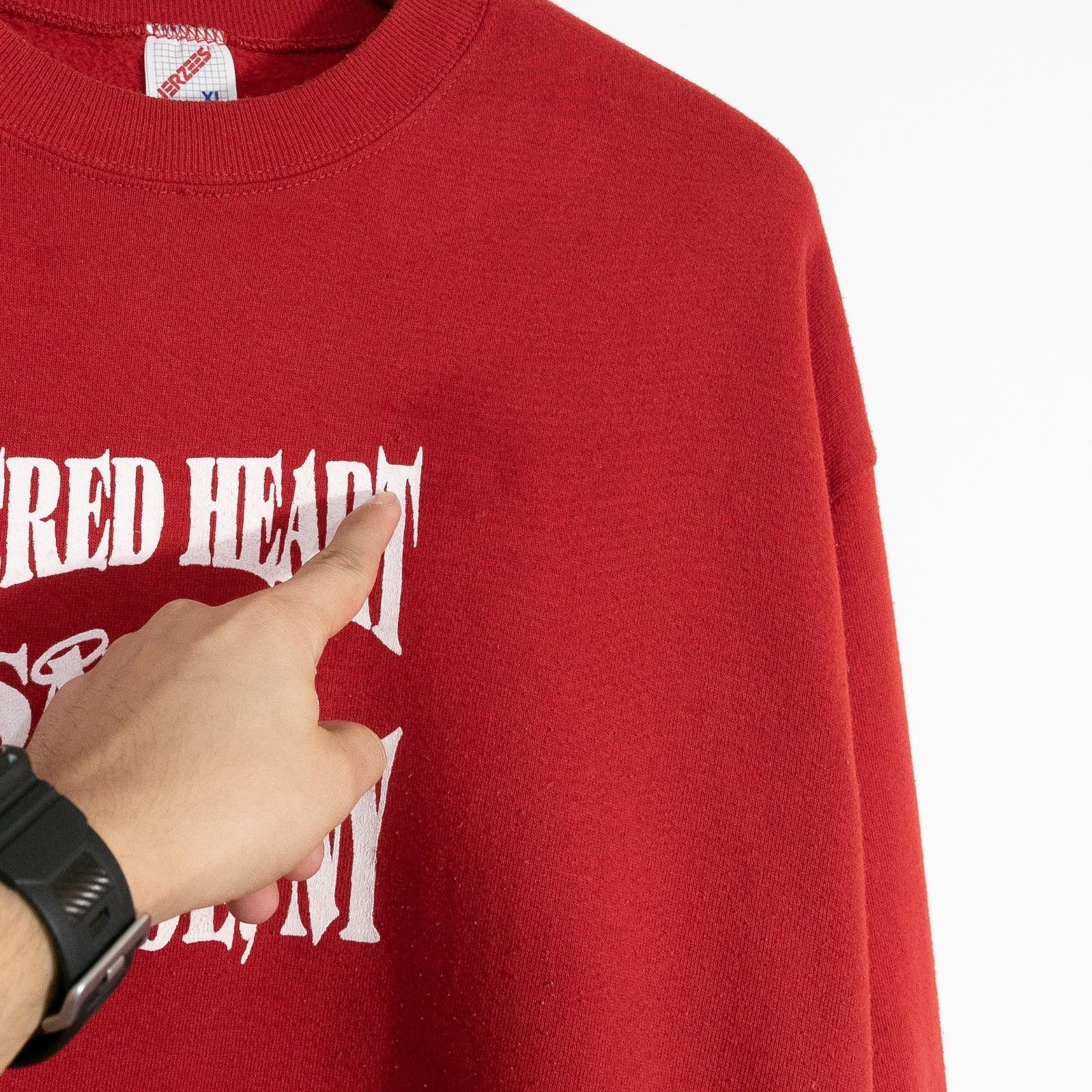 Vintage Vintage 90s Sacred Heart Saints Sweatshirt Mens XL - Monroe Size US XL / EU 56 / 4 - 4 Thumbnail