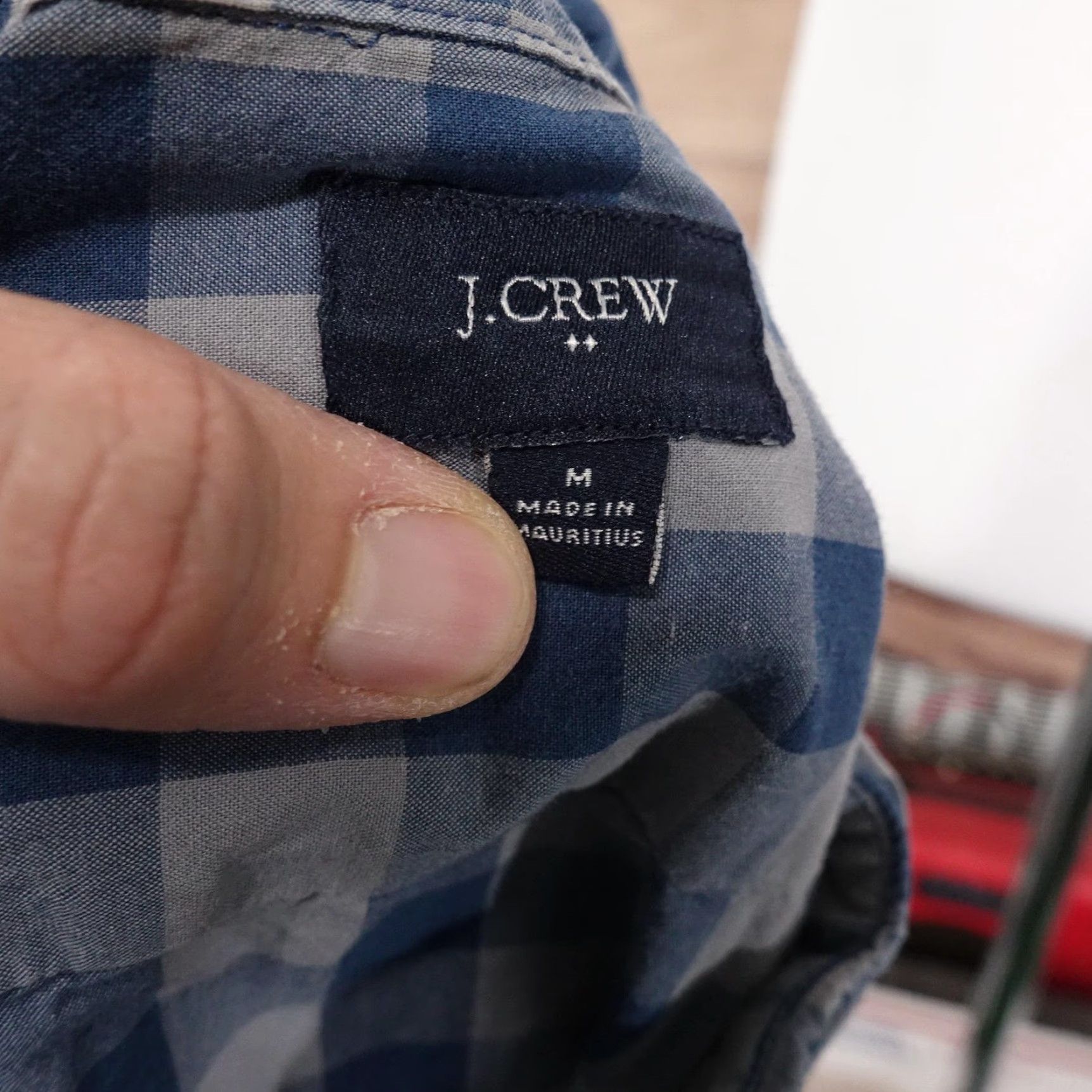 J.Crew VINTAGE J.CREW Shirt Mens Medium Blue Gray Gingham Slim Fit Button-Down Long Sleeve Size US M / EU 48-50 / 2 - 7 Thumbnail