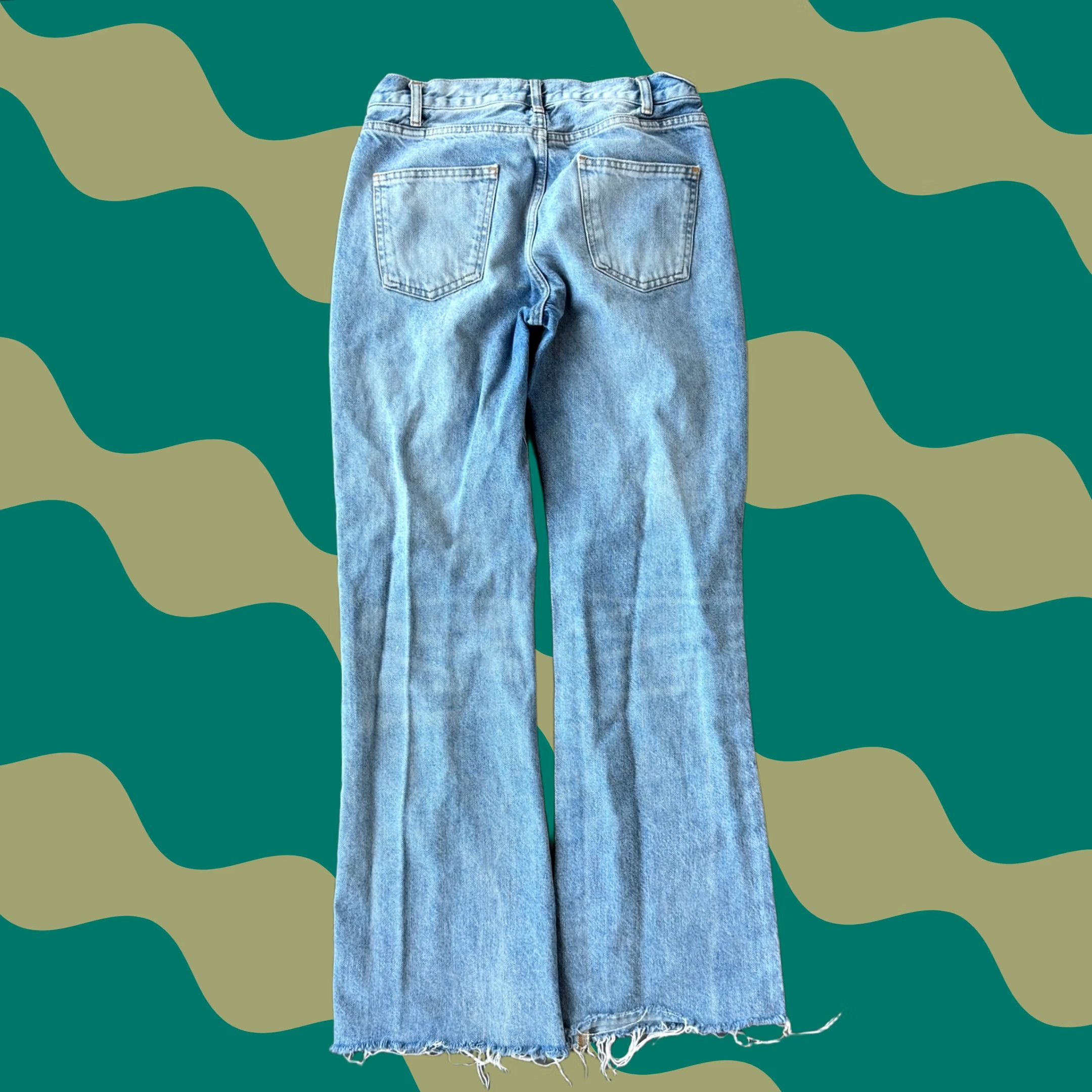 Zara VINTAGE Zara Holy Distressed Light Wash Wide Leg Flare Denim Jeans Sz 6 Women Jeans Vintage Y2k 6 Blue Wide Leg Flare Womens Size 28" / US 6 / IT 42 - 1 Thumbnail