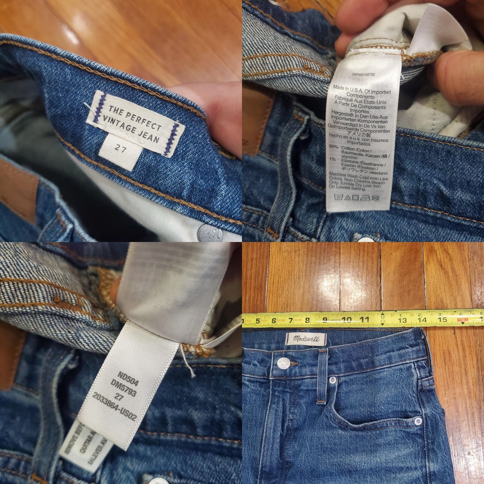 Madewell VINTAGE Madewell Jeans Womens 27 High Rise Straight Denim Blue 5-Pocket Design Slim Stretch Pockets Size 27" / US 4 / IT 40 - 8 Thumbnail