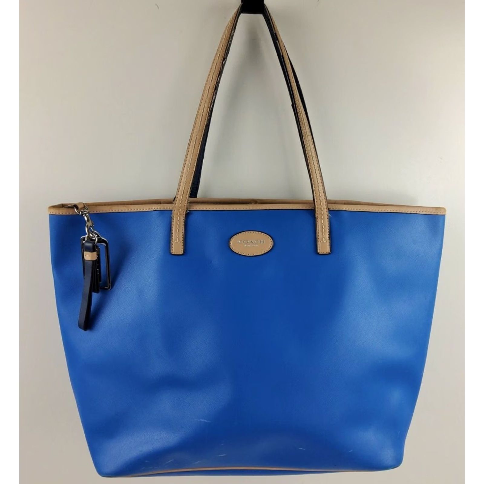 Coach Coach Crossgrain Leather Tote Large Handbag Purse Blue Women Size ONE SIZE - 2 Thumbnail