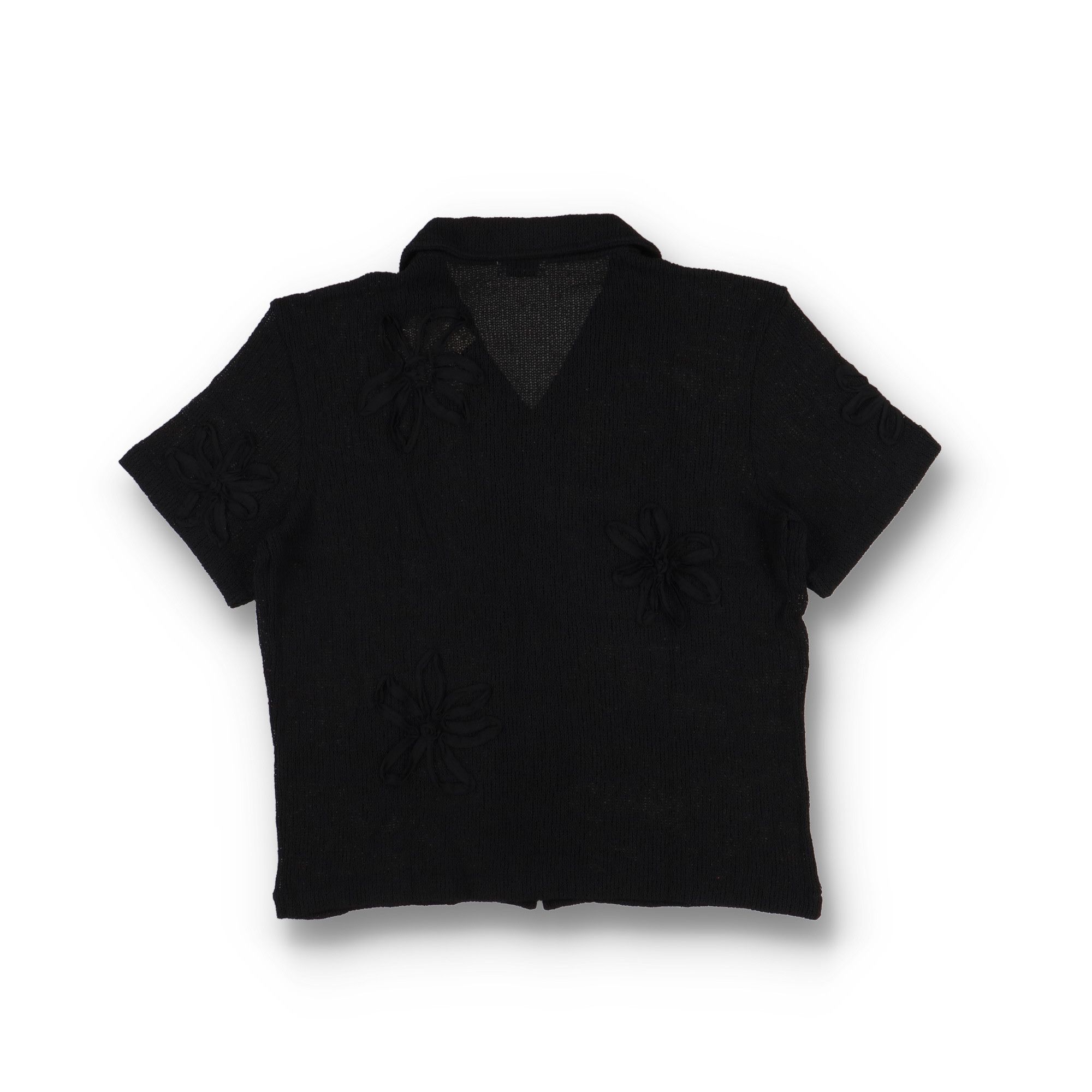 Sandro Black Floral Knit Short Sleeve Shirt Size US XL / EU 56 / 4 - 8 Thumbnail