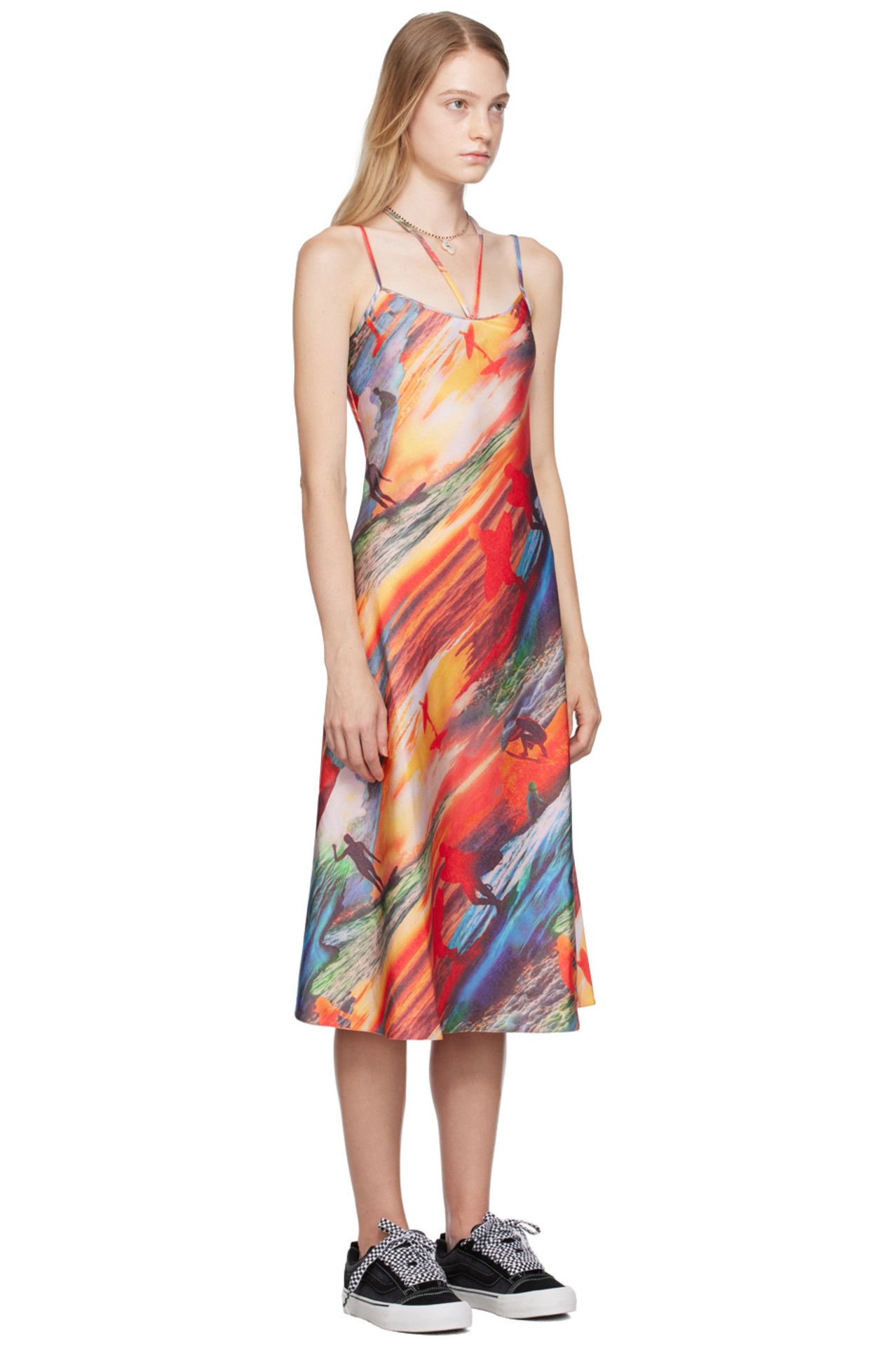 ERL $585 NWT ERL Surf Print Red Sunset Midi Dress Size M / US 6-8 / IT 42-44 - 2 Thumbnail