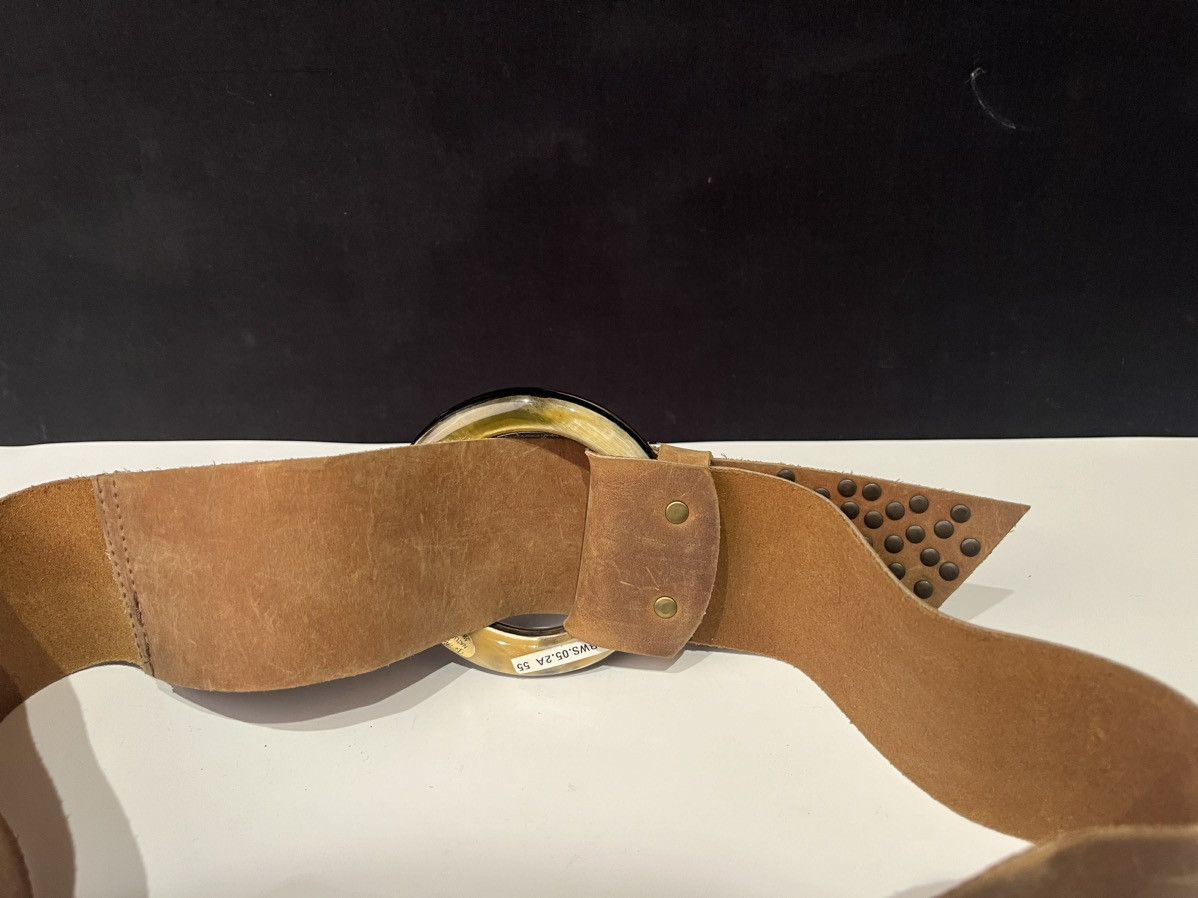 Vintage De Renaudin Circle Leather Buckle Belt Metal Rivet Studs Size ONE SIZE - 3 Thumbnail