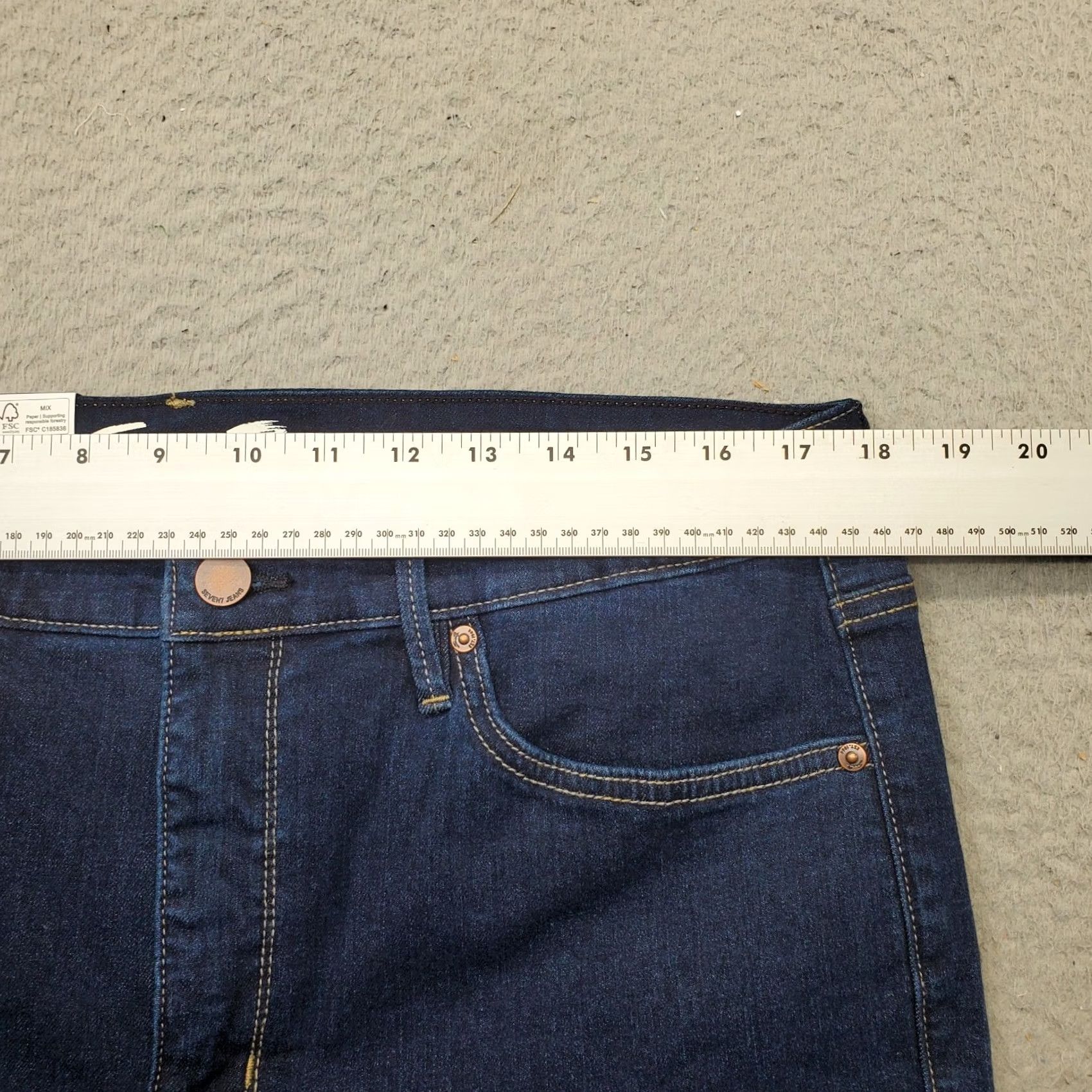 Vintage Seven7 Skinny Jeans Women's 16 Blue Denim High Rise 5-Pocket Dark Wash Jeans Size 38" / US 16 / IT 52 - 5 Thumbnail