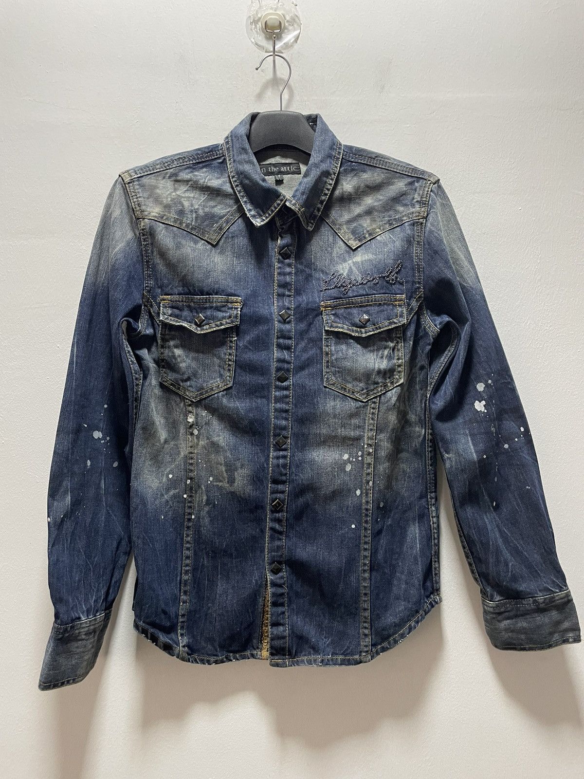 If Six Was Nine × In The Attic IN THE ATTIC Denim Shirt Distress Pearl Snap Size US S / EU 44-46 / 1 - 1 Thumbnail