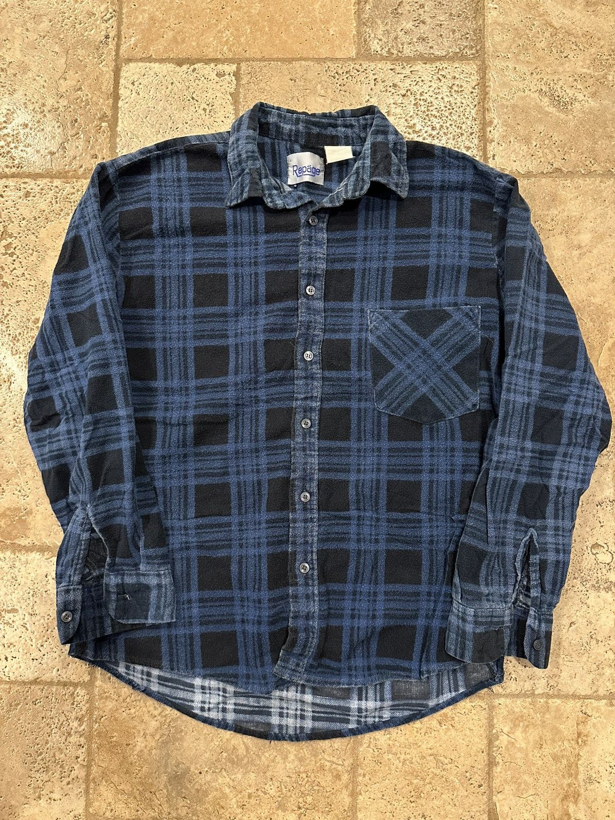 Flannel Vintage Repage Blue Black Flannel Button Up Shirt Size US M / EU 48-50 / 2 - 1 Thumbnail