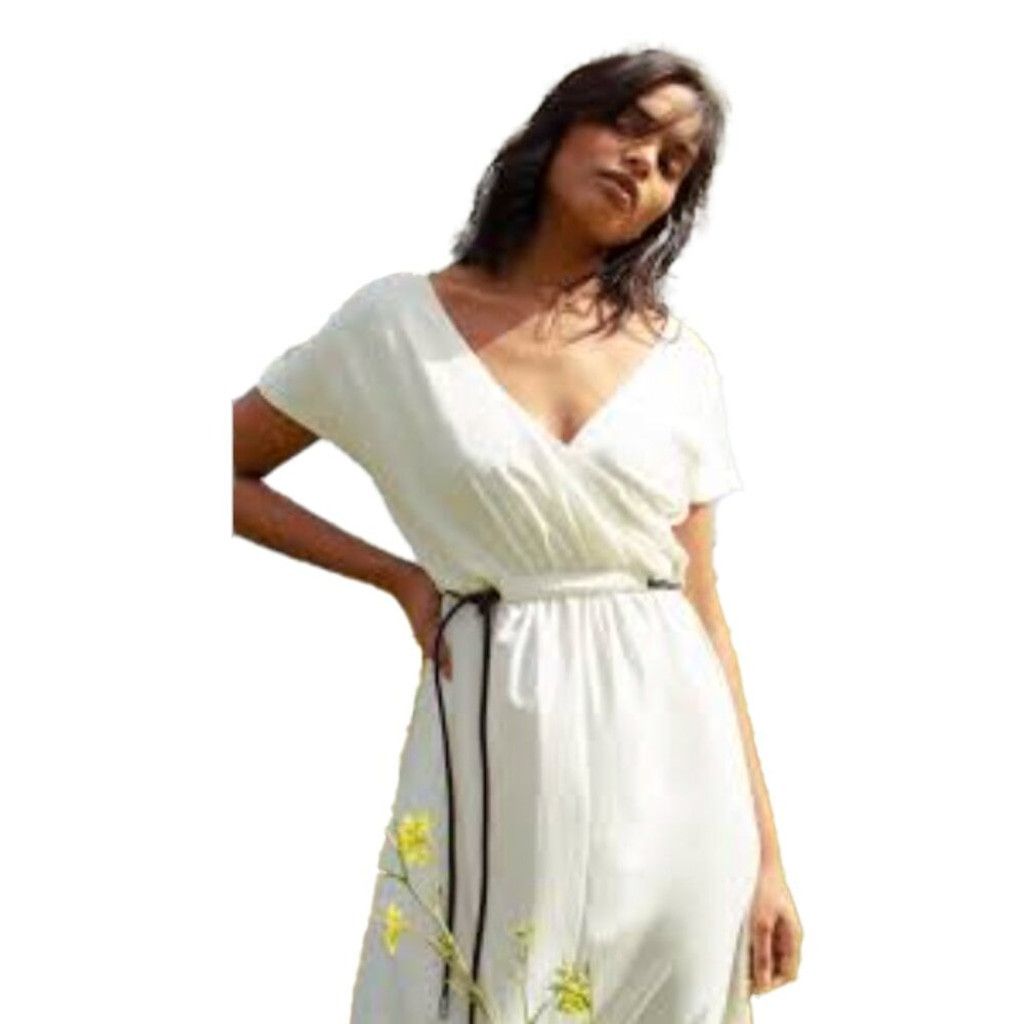 ADAM ET ROPE ADAY Minimalist Multiway White Maxi Dress with Black Belt S Size S / US 4 / IT 40 - 3 Thumbnail