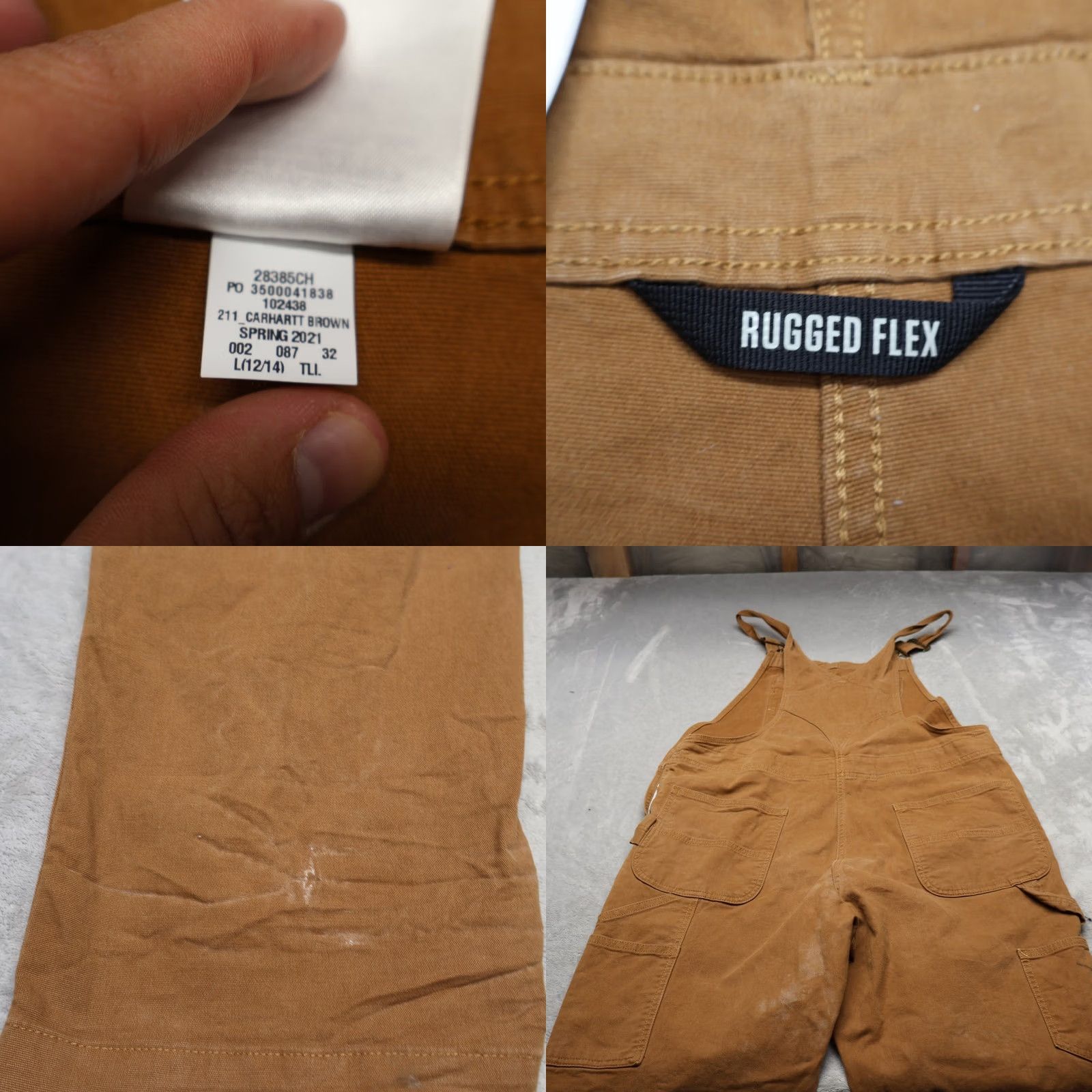 Carhartt Carhartt Bib Overalls Womens Large 12-14 Brown Rugged Flex Loose Fit 39x32 READ Size 36" / US 14 / IT 50 - 9 Thumbnail
