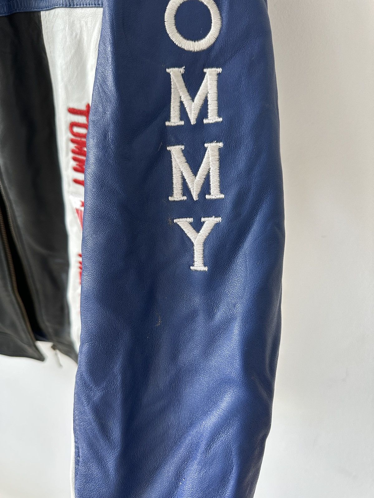 Tommy Hilfiger × Vintage Vintage Tommy Hilfiger Faded Racing Biker Jacket Size US M / EU 48-50 / 2 - 12 Thumbnail