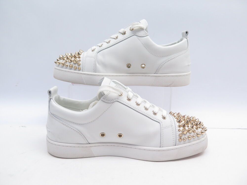 Christian Louboutin o1s1wg110924 Louis Junior Spikes Sneaker in White Size US 12 / EU 45 - 2 Thumbnail