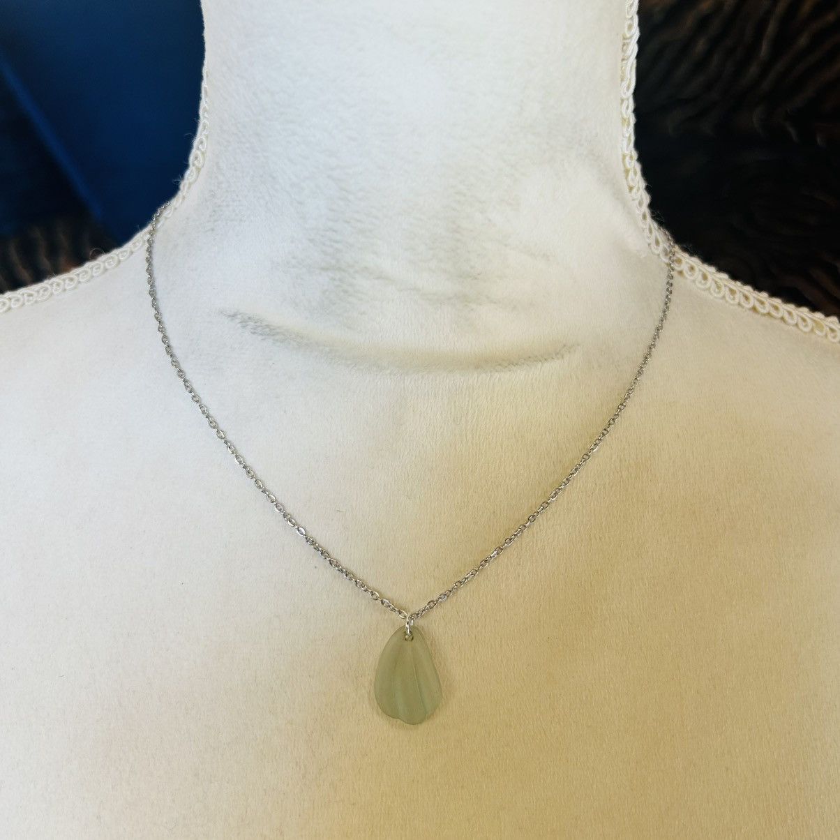 Handmade Handcrafted simulated sea glass pendant on chain necklace Size ONE SIZE - 3 Thumbnail