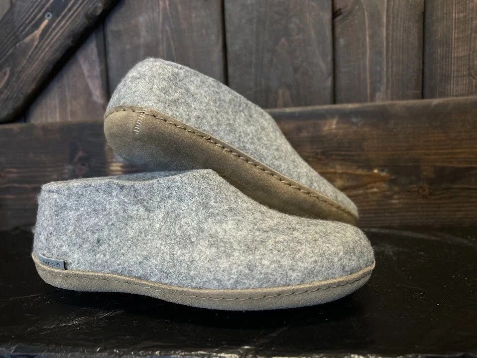 glerups Glerups Shoe Gray Slipper With Leather Bottom - EU Size 35 Size US 4 / IT 34 - 2 Thumbnail