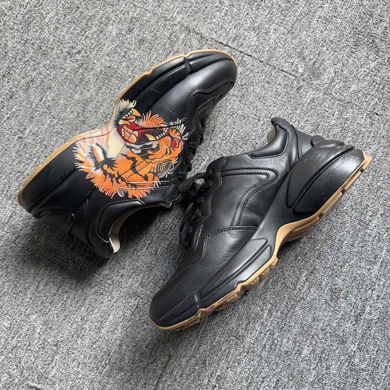 Gucci Gucci Rhyton Tiger Print Black Sneakers - Size US 8 / EU 41 - 6 Thumbnail