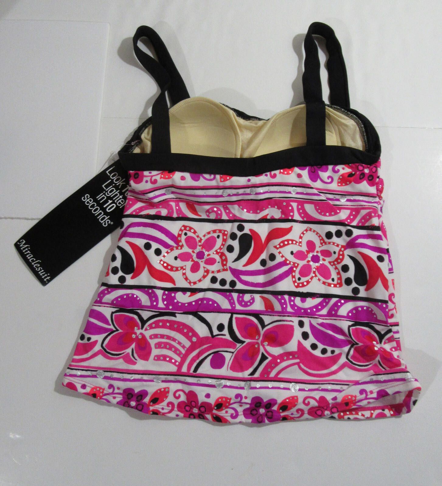 Designer Miraclesuit Womens 2 Piece Swimsuit Pink Floral Size 10 Size ONE SIZE - 3 Thumbnail