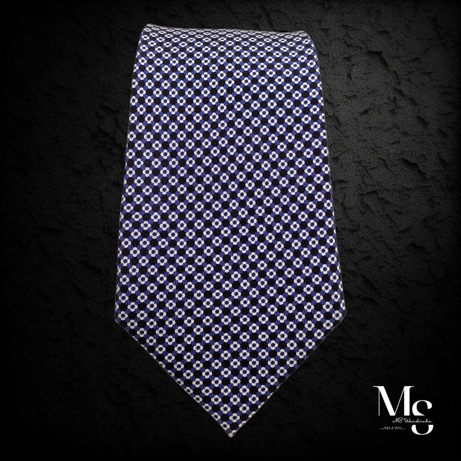 Battistoni BATTISTONI XL Blue Floral Luxury Silk Tie Made In Italy W: 3 Size ONE SIZE - 6 Thumbnail